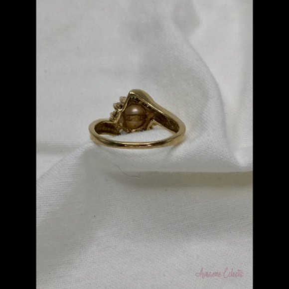 Natural Pearl & Diamond Ring - Approx. 3/4ct Diamonds - 10k - Sz 5.5 - Picture 5 of 10